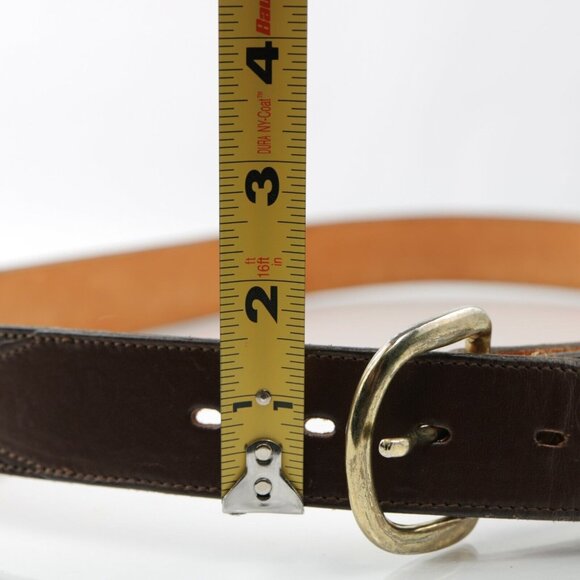 DunDee Mens Belt Size 42 Western Brown Leather Gold Tone Prong D-Ring Buckle - Picture 7 of 12